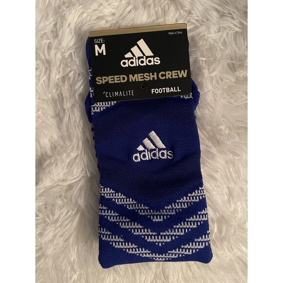 New Adidas medium Speed Mesh Crew Football Blue Socks Climalite - Picture 1 of 2